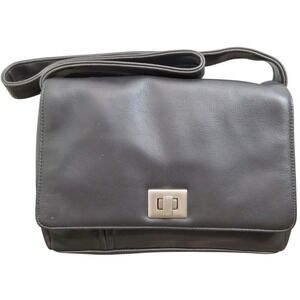 Worthington Dark Brown Faux Leather Crossbody Bag Turn Lock Organizer Messenger